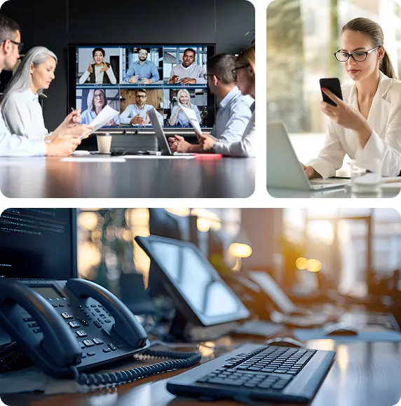 People talking on Business PBX Phone System In An Info graphic