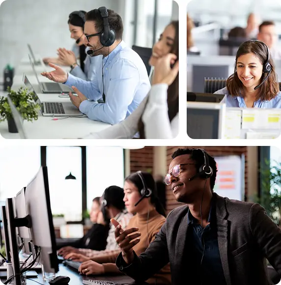 People calling in outbound call center software