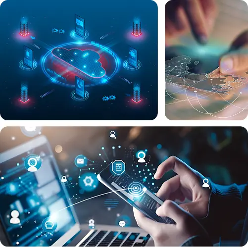 Multiple 3D UCaaS features Illutrations