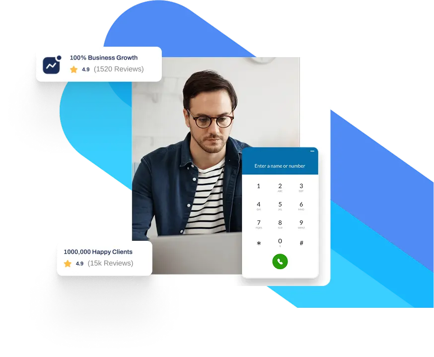 Ringcentral VoIP Phone Dialpad and a Man behind