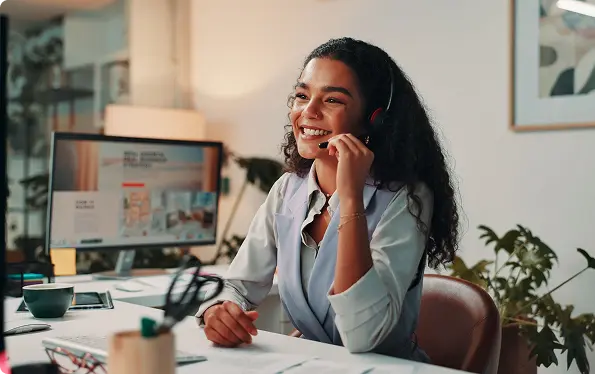 Woman Talking With An IVR System