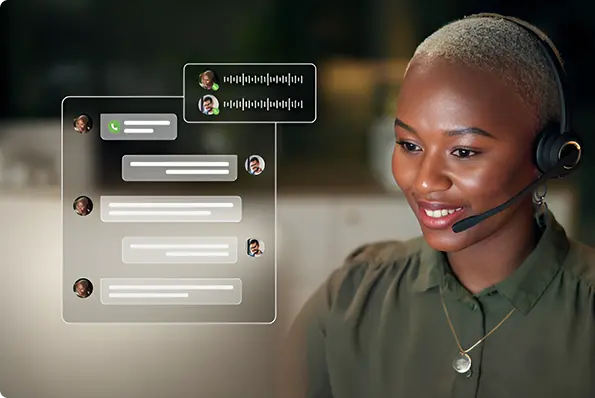 Women talking to customers using a dailing software